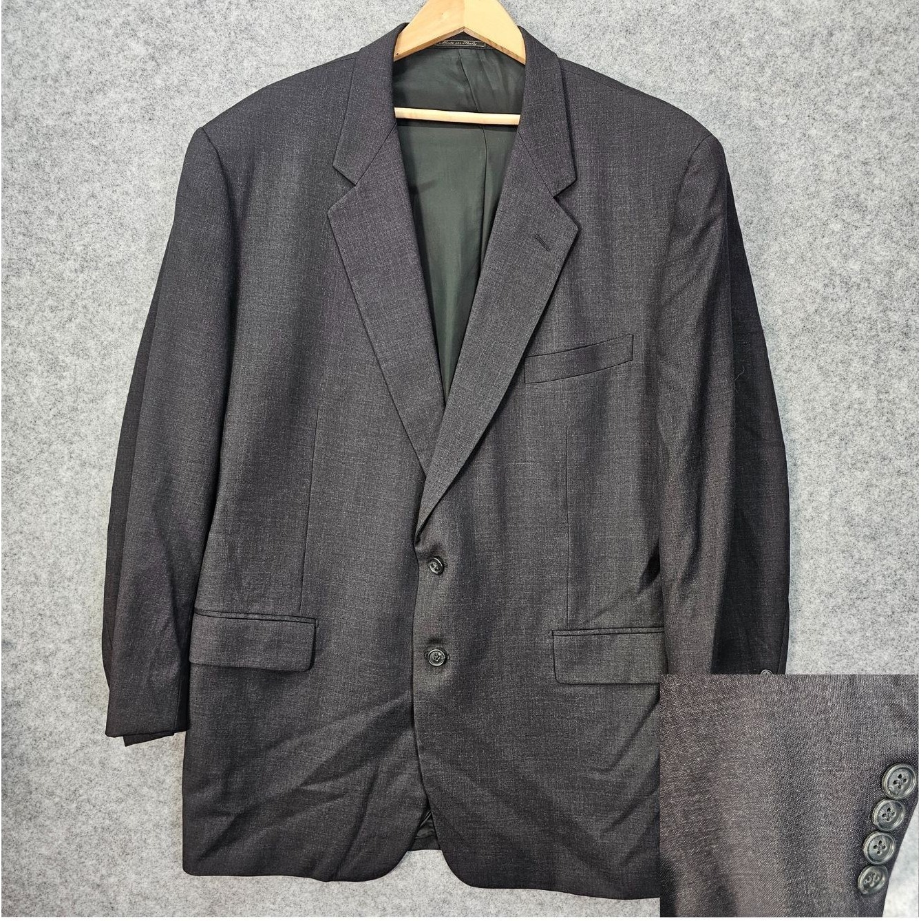 Corneliani Blazer Mens 44l Long M Charcoal Italian Merino Linea Sartoria Barneys